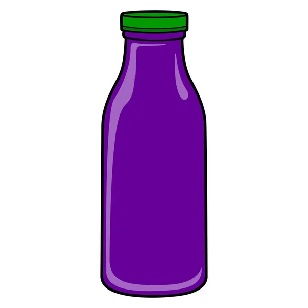 Botella Jugo Uva Una Ilustración Dibujos Animados Vectoriales Una Botella — Vector de stock