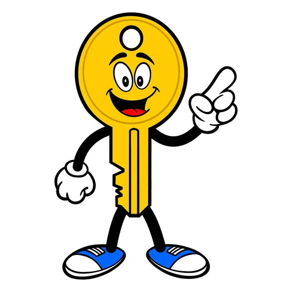 Key Mascot Pointing Vektor Tegneserie Illustration Bil Nøgle Maskot Peger – Stock-vektor