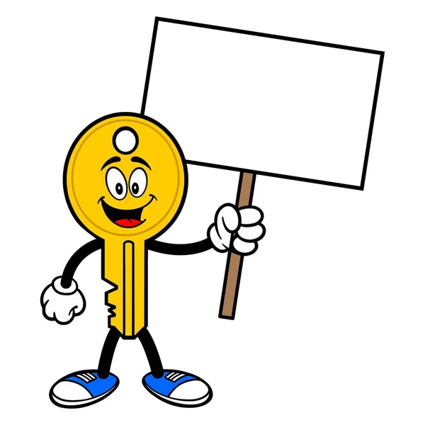 Key Mascot Sign Uma Ilustração Desenho Animado Vetorial Uma Mascote — Vetor de Stock