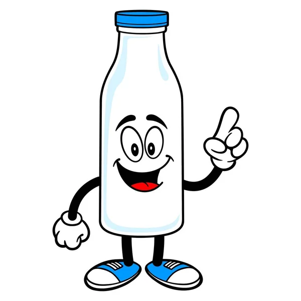 Milk Mascot Pointing Una Ilustración Dibujos Animados Vectoriales Una Mascota — Archivo Imágenes Vectoriales