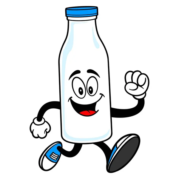 Milk Mascot Running Uma Ilustração Desenho Animado Vetorial Uma Corrida —  Vetores de Stock