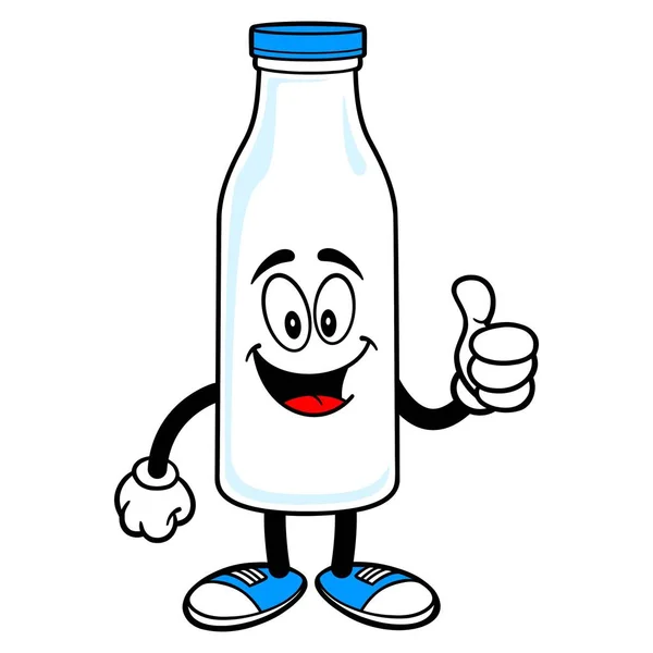 有拇指的牛奶吉祥物 一个矢量卡通插图的牛奶吉祥物拿着拇指向上 — 图库矢量图片
