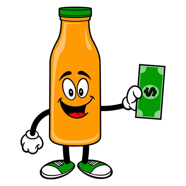 Orange Juice Maskot Dolar Vektorové Ilustrace Kreslené Orange Juice Maskot — Stockový vektor