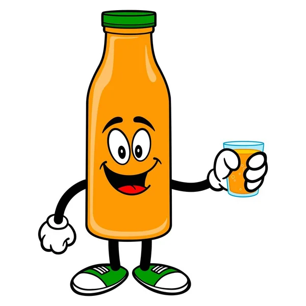 Orange Juice Maskot Sklenkou Džusu Vektorové Ilustrace Kreslený Maskot Orange — Stockový vektor