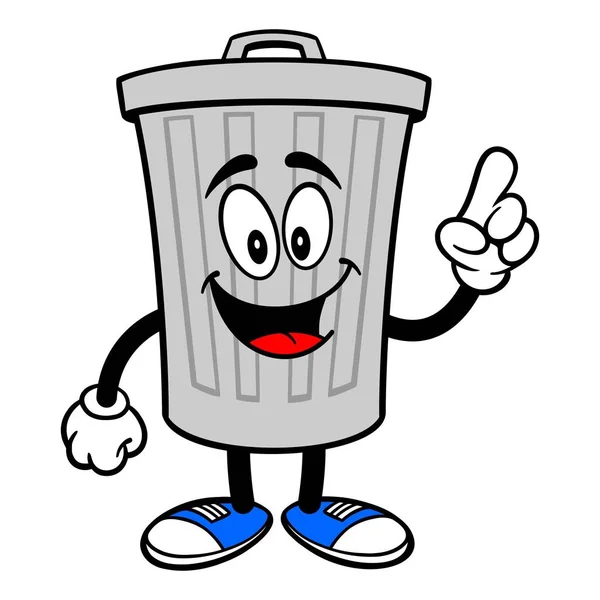 Trash Can Mascot Pointing Una Ilustración Dibujos Animados Vectoriales Una — Vector de stock