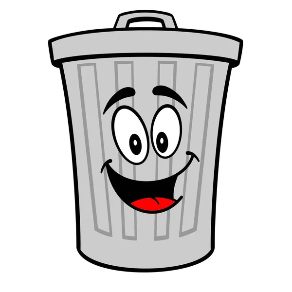 Trash Can Mascot Una Ilustración Dibujos Animados Vectoriales Una Mascota — Vector de stock