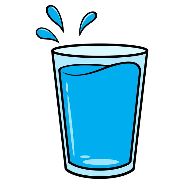 水の漫画のガラス 水のガラスのベクトル漫画イラスト — ストックベクタ
