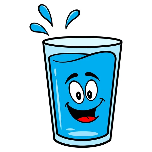 Wasser Maskottchen Eine Vektor Cartoon Illustration Eines Glases Wasser Maskottchen — Stockvektor