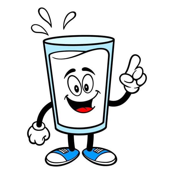 Milk Mascot Pointing Una Ilustración Dibujos Animados Vectoriales Vaso Leche — Vector de stock