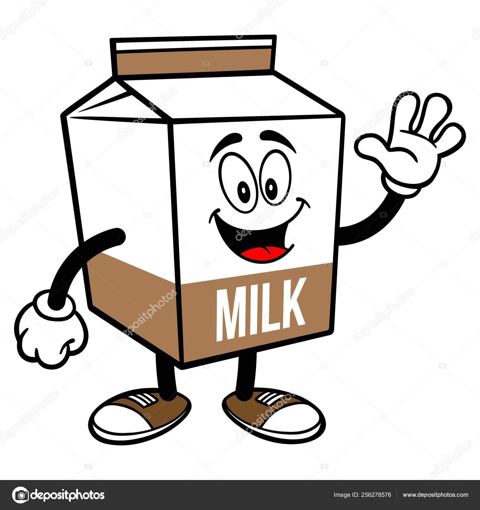 Download Chocolate Milk Carton Mascot Waving Cartoon Illustration Chocolate Milk Carton Stock Vector C Larryrains 256278576 Yellowimages Mockups