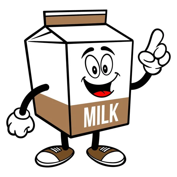 Chocolate Milk Carton Mascot Pointing Una Ilustración Dibujos Animados Una — Vector de stock