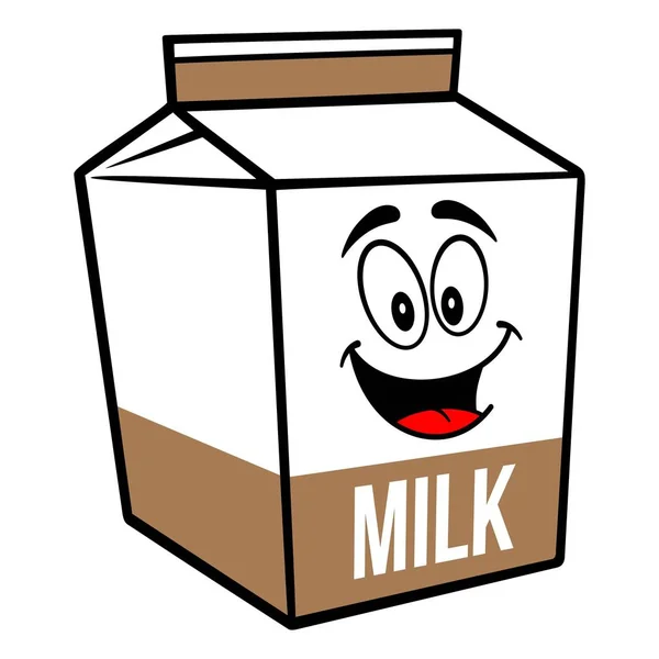 巧克力牛奶纸盒吉祥物 巧克力牛奶纸盒吉祥物的卡通插图 — 图库矢量图片
