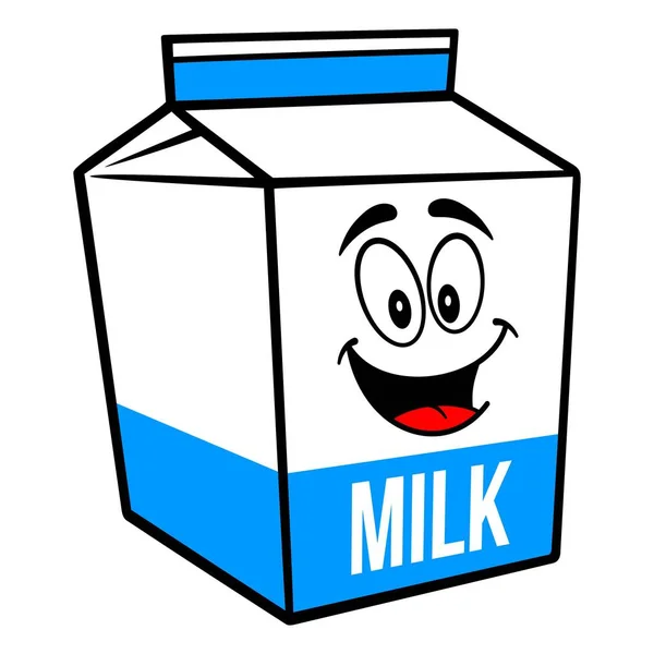 Milchkartonmaskottchen Eine Cartoon Illustration Eines Milchkartonmaskottchens — Stockvektor