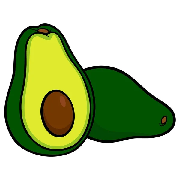 Avocados Eine Zeichentrickillustration Einer Frisch Aufgeschnittenen Avocado — Stockvektor