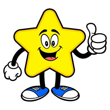 Thumbs Up ile Star Maskotu - sevimli bir Yıldız maskotu bir karikatür illüstrasyon.