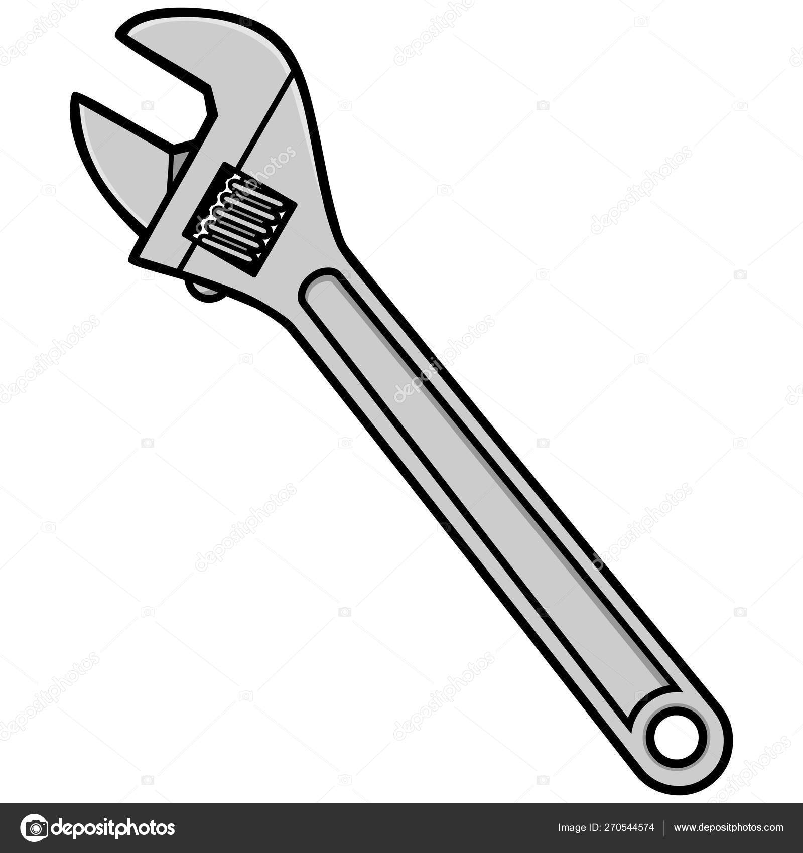 Adjustable Wrench Cartoon Illustration Adjustable Wrench Stock Vector