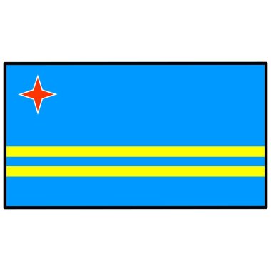 Aruba Bayrak - Bir karikatür İllüstrasyon Aruba Bayrağı.