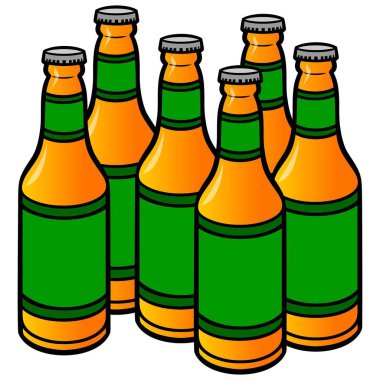 Bira Şişeleri - Bazı Bira Şişeleri bir karikatür illüstrasyon.