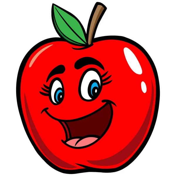 Caricature Pomme Illustration Une Mascotte Pomme — Image vectorielle