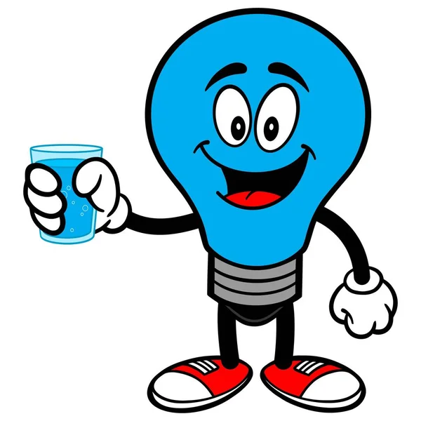 Autism Bulb Glass Water Cartoon Illustration Autism Bulb Mascot — Stock Vector