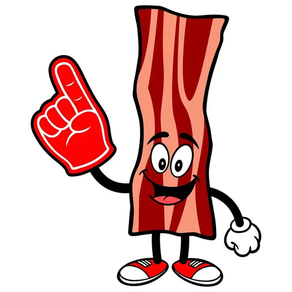 Bacon Remsa Med Skum Hand Tecknad Illustration Bacon Strip Maskot — Stock vektor