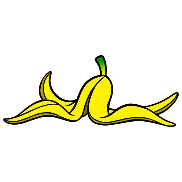 Banana Peel Tecknad Illustration Banana Maskot — Stock vektor