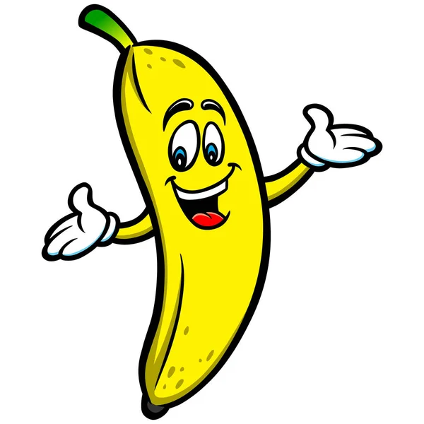 Banana Mascot Ilustracja Kreskówka Maskotka Banana — Wektor stockowy
