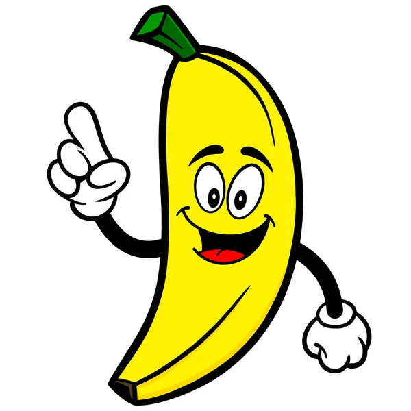 Banana Pointing Eine Cartoon Illustration Eines Bananen Maskottchens — Stockvektor