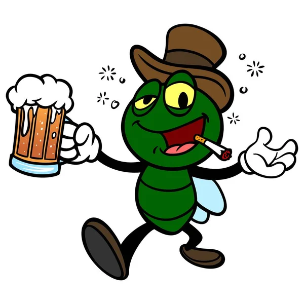 Bar Fly Mug Beer Cartoon Illustration Bar Fly Mug Beer — Stock Vector