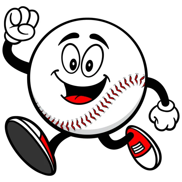 Baseball Mascot Running Cartoon Illustration Baseball Mascot — Stock Vector