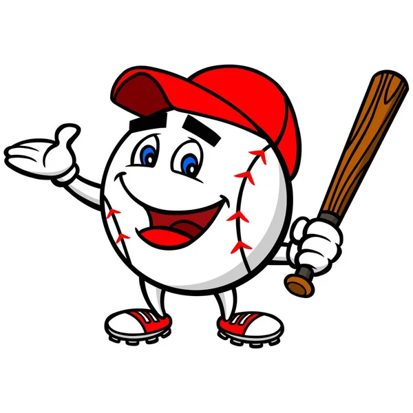 Baseball Mascot Ilustracja Kreskówki Maskotka Baseball — Wektor stockowy