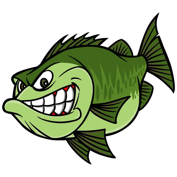 Bassfischen Maskottchen Eine Cartoon Illustration Eines Bassmaskottchens — Stockvektor