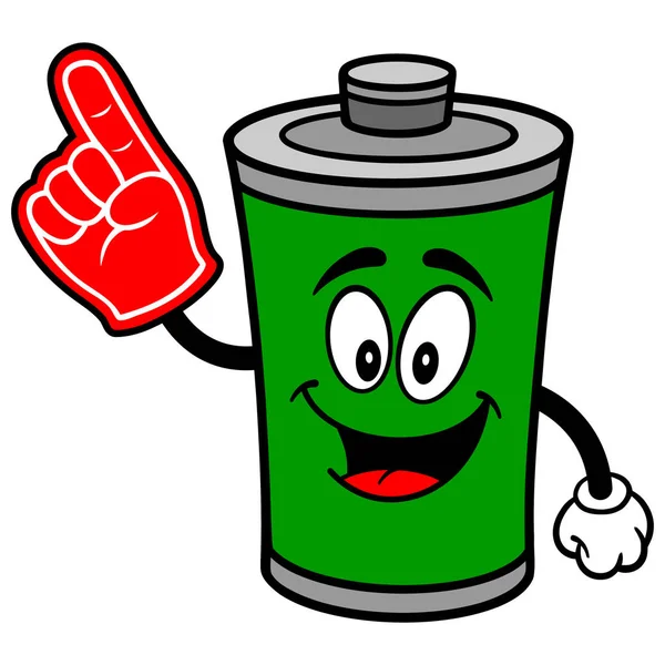 泡の手を持つバッテリー バッテリーマスコットの漫画のイラスト — ストックベクタ