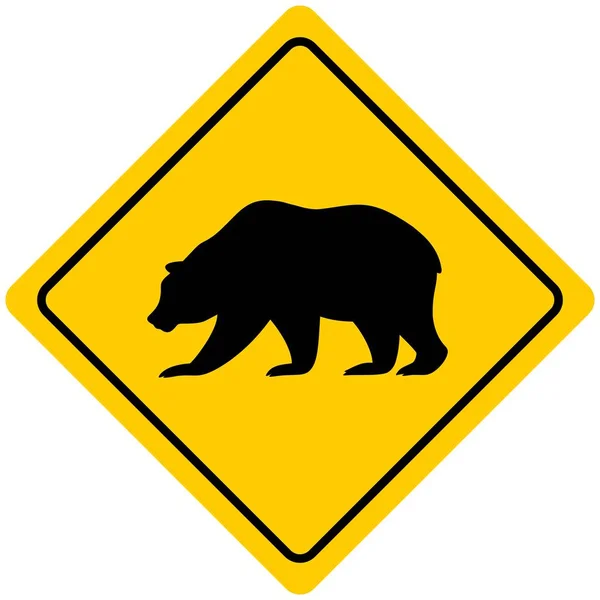 Bear Crossing Uma Ilustração Desenho Animado Sinal Cruzamento Urso — Vetor de Stock