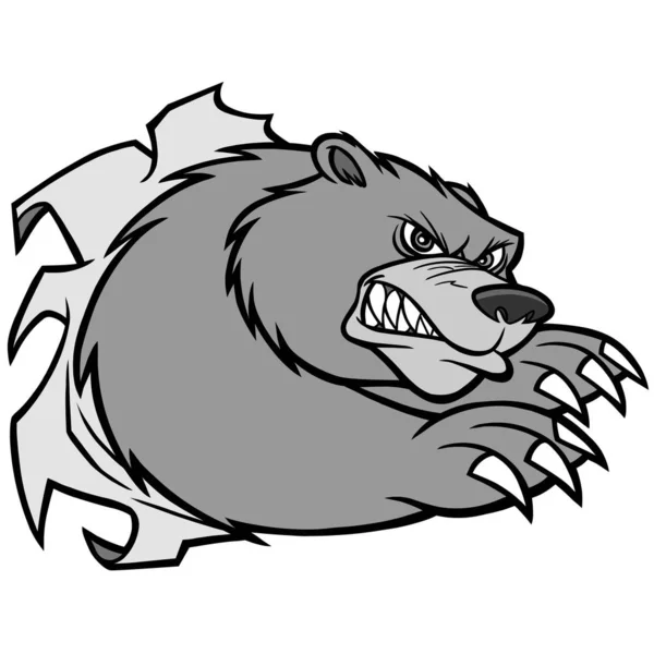 Bear Mascot Attack Ilustracja Ilustracja Kreskówka Niedźwiedź Maskotka — Wektor stockowy