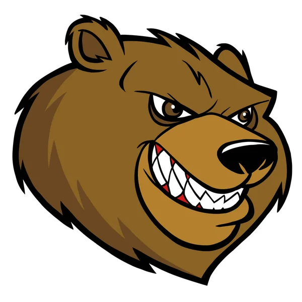 Bear Mascot Head Ilustracja Kreskówek Niedźwiedzia Maskotka — Wektor stockowy