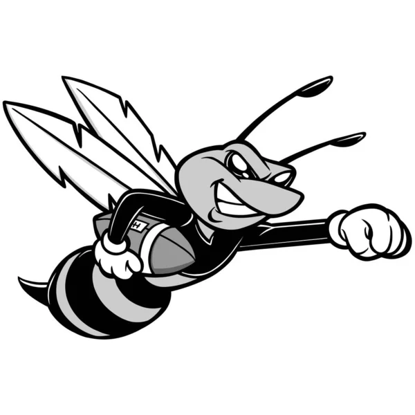 Bee Football Mascot Illustration Uma Ilustração Desenho Animado Uma Mascote — Vetor de Stock