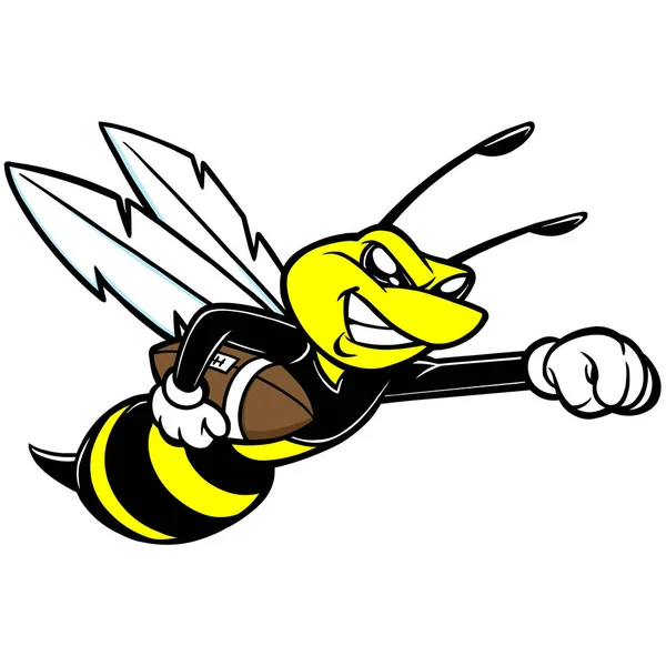 Bee Football Mascot Uma Ilustração Desenho Animado Uma Mascote Abelha — Vetor de Stock