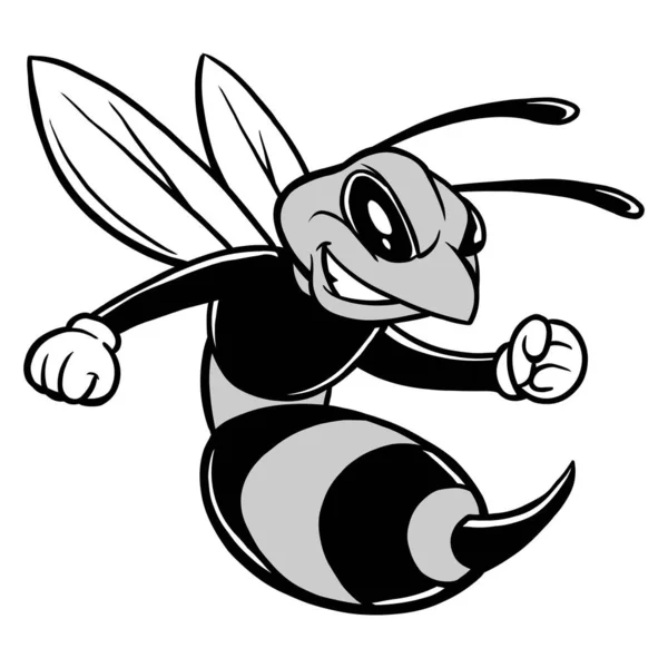 Mascotte Abeille Illustration Une Illustration Bande Dessinée Une Mascotte Abeille — Image vectorielle