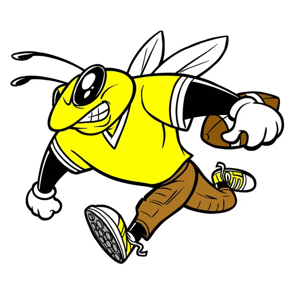 Bee Football Ilustracja Kreskówki Bee Mascot — Wektor stockowy