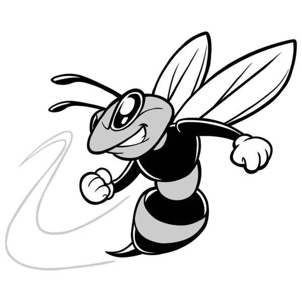 Bee Team Mascot Illustration Uma Ilustração Desenho Animado Uma Mascote — Vetor de Stock