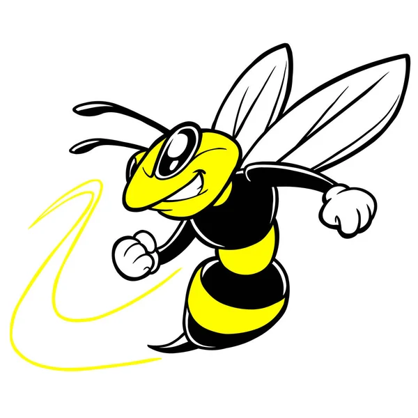 Mascota Del Equipo Abejas Una Ilustración Dibujos Animados Una Mascota — Archivo Imágenes Vectoriales