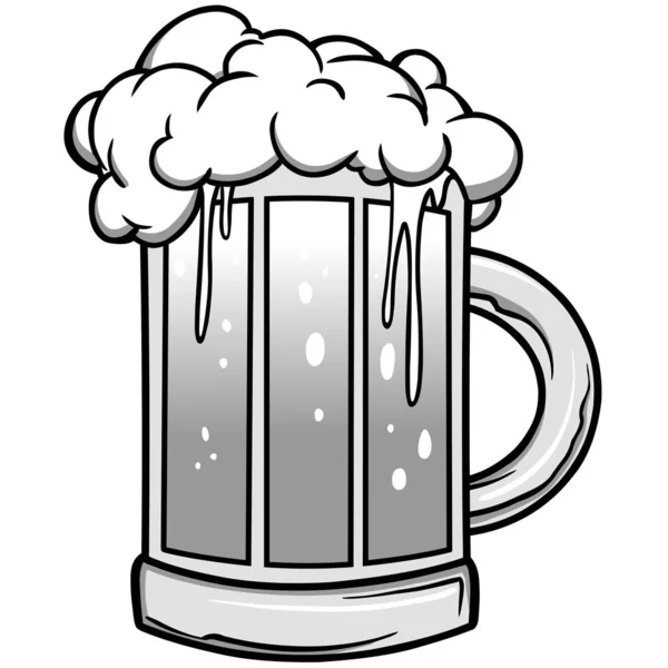 Beer Illustration Tecknad Illustration Mugg — Stock vektor