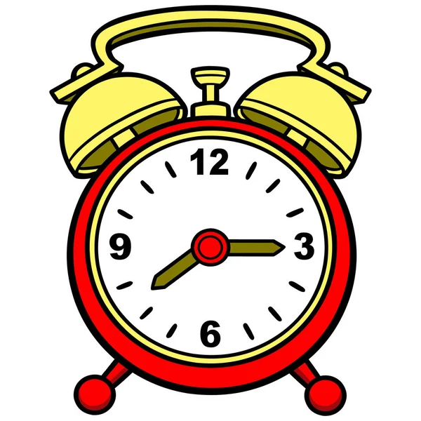 Relógio Alarme Uma Ilustração Dos Desenhos Animados Relógio Alarme — Vetor de Stock