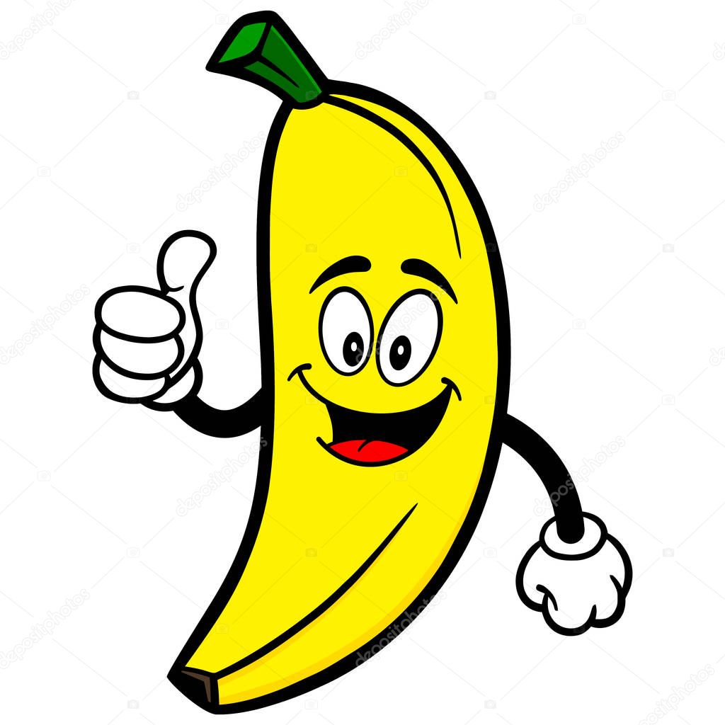 Banana with Thumbs Up - A cartoon Illustration of a Banana Mascot.