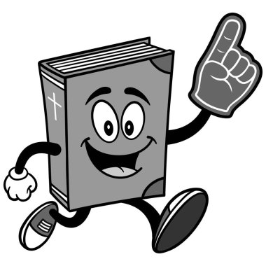 Bir Köpük El İllüstrasyon ile Çalışan İncil Okul Maskotu - Bir İncil Okul Maskotu bir karikatür illüstrasyon.