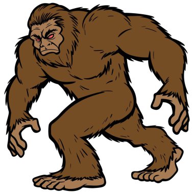 Bigfoot - Bir Bigfoot bir karikatür illüstrasyon.