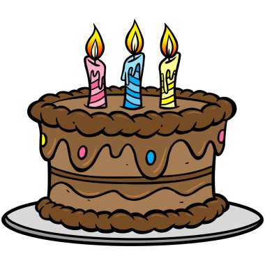 Birthday Cake - Bir Birthday Cake bir karikatür illüstrasyon.