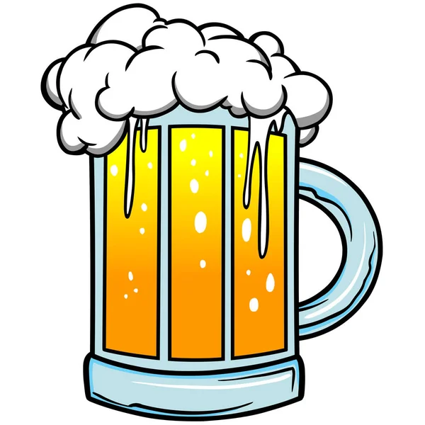 Beer Tecknad Illustration Mugg — Stock vektor