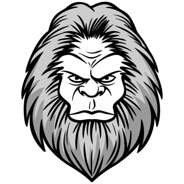 Bigfoot Head Illustration Cartoon Illustration Bigfoot — Stock Vector